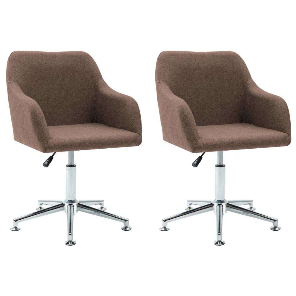 vidaXL Swivel Dining Chairs 2 pcs Brown Fabric. Picture 2