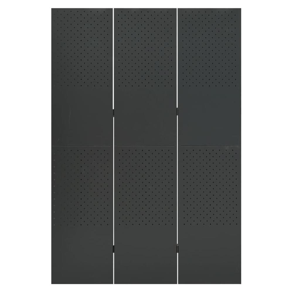 vidaXL 3-Panel Room Divider Anthracite 47.2"x70.9" Steel. Picture 2