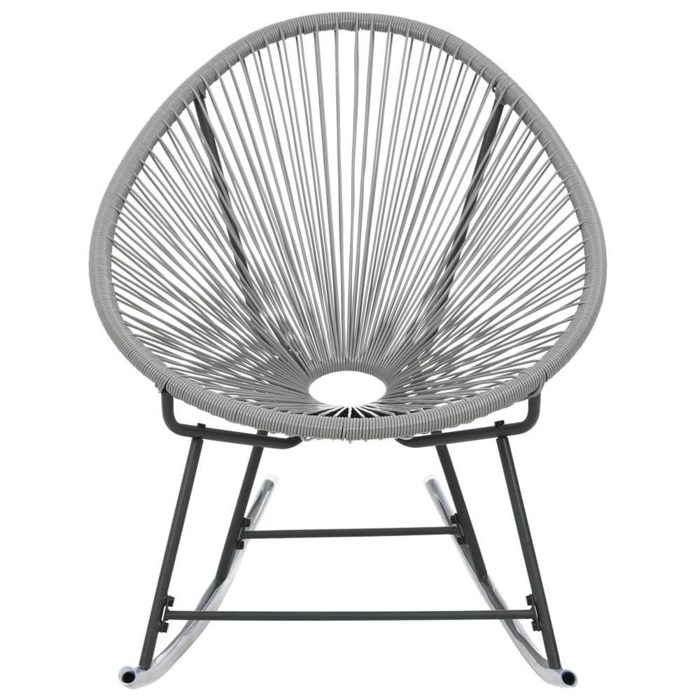 vidaXL Outdoor Rocking Moon Chair Gray Poly Rattan. Picture 3