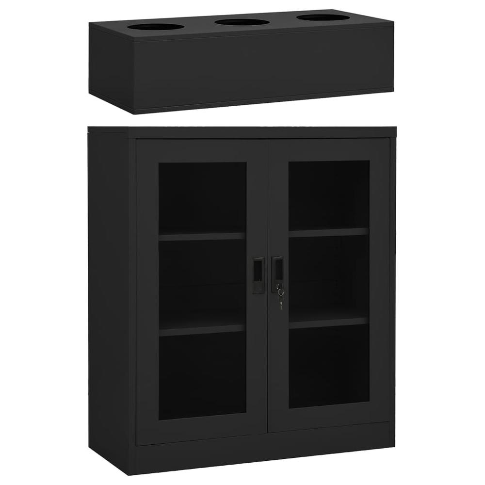vidaXL Office Cabinet with Planter Box Anthracite 35.4"x15.7"x50.4" Steel. Picture 1