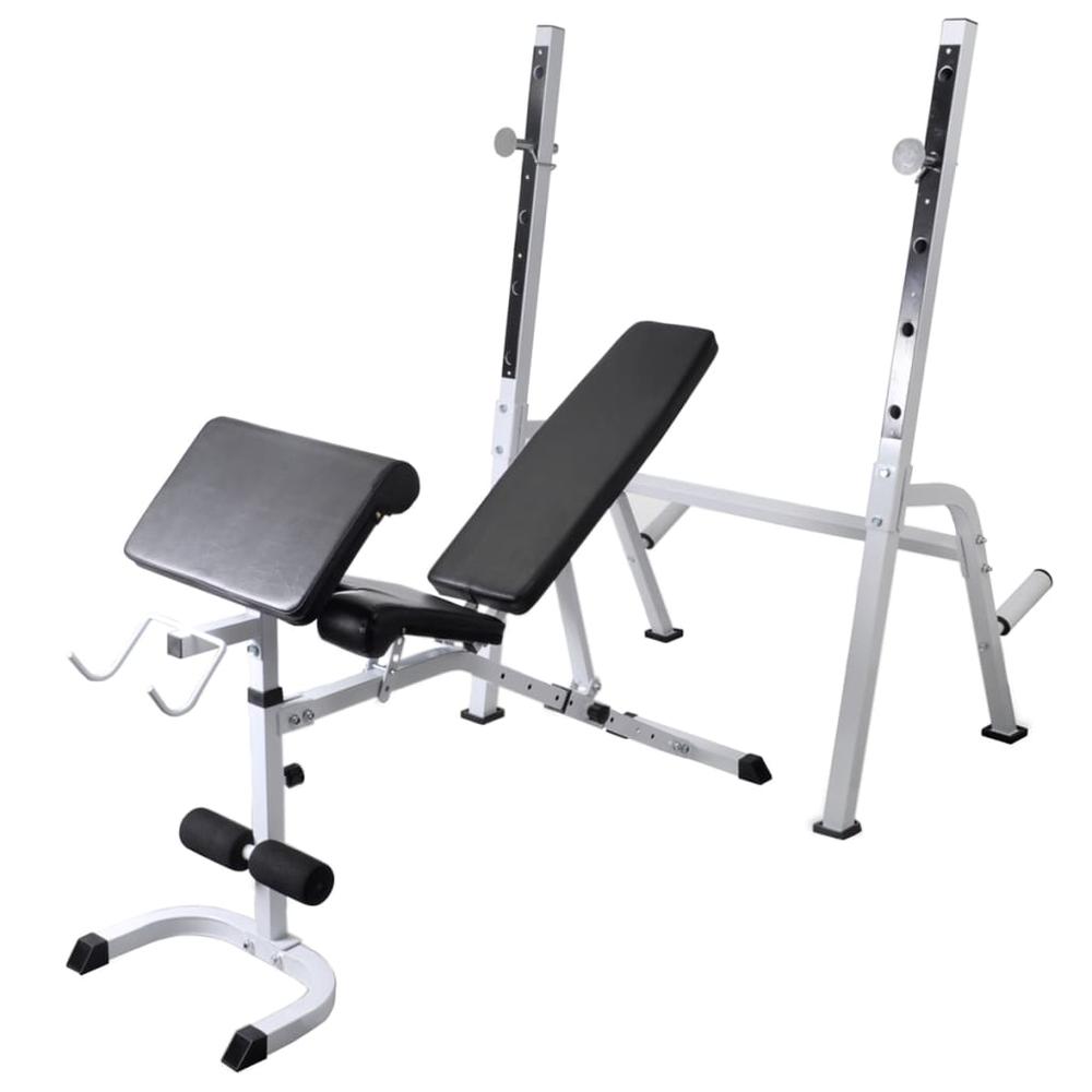 vidaXL Workout Bench with Weight Rack, Barbell and Dumbbell Set 264.6 lb, 275376. Picture 2