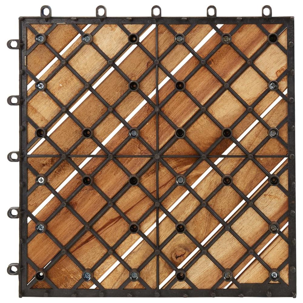 vidaXL Decking Tiles 20 pcs Brown 11.8"x11.8" Solid Wood Acacia. Picture 4