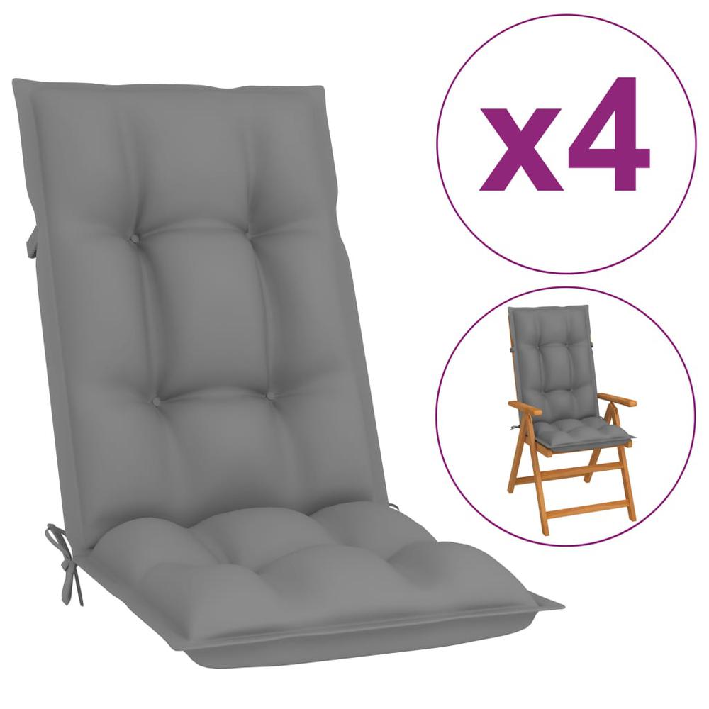 vidaXL Garden Chair Cushions 4 pcs Gray 47.2"x19.7"x2.8". Picture 1