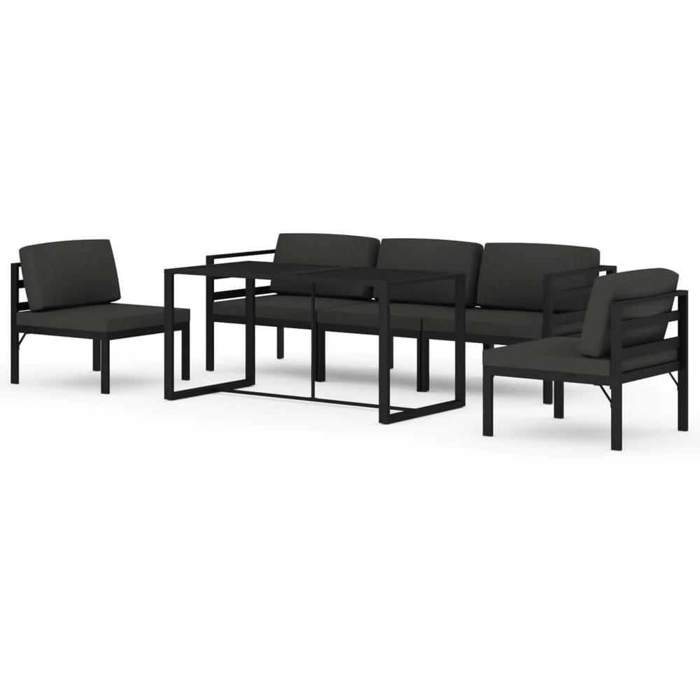 vidaXL 6 Piece Patio Lounge Set with Cushions Aluminum Anthracite, 3115919. Picture 2