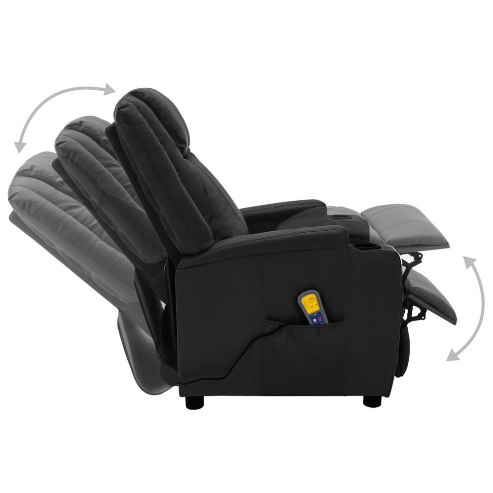 vidaXL Massage Reclining Chair Black Faux Leather, 321311. Picture 3