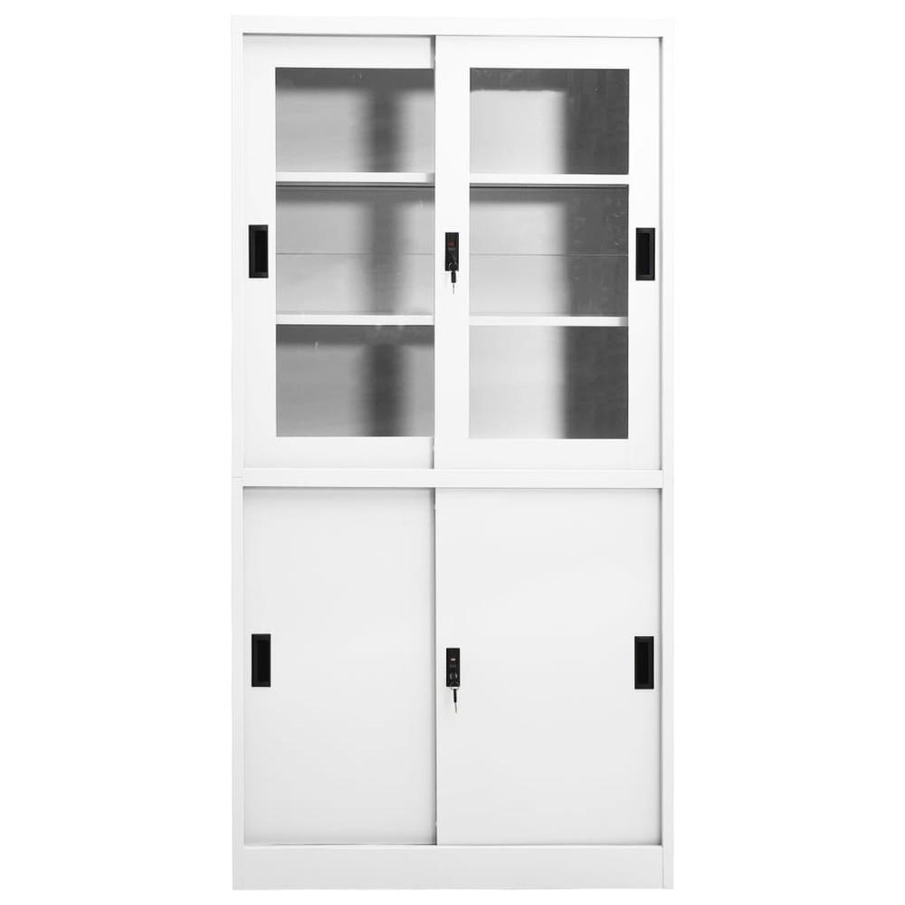 vidaXL Office Cabinet with Sliding Door White 35.4"x15.7"x70.9" Steel, 335962. Picture 2