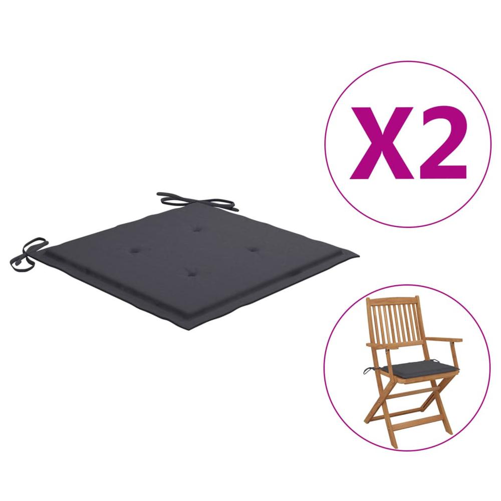 vidaXL Garden Chair Cushions 2 pcs Anthracite 15.7"x15.7"x1.2" Fabric. Picture 1