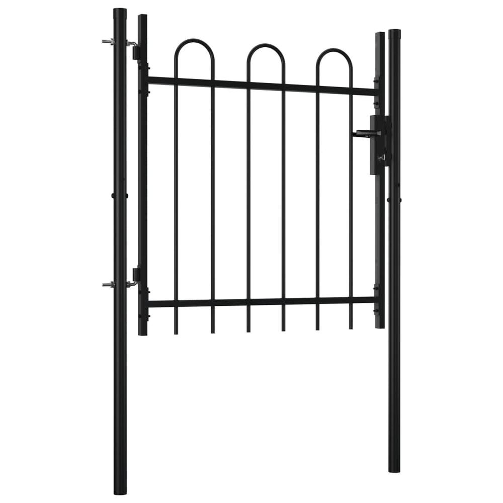 vidaXL Single Door Fence Gate with Hoop Top 39.4" x 29.5". Picture 2