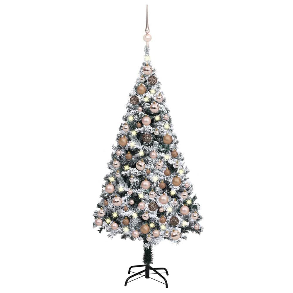 vidaXL Artificial Christmas Tree with LEDs&Ball Set Green 59.1" PVC, 3077867. Picture 1