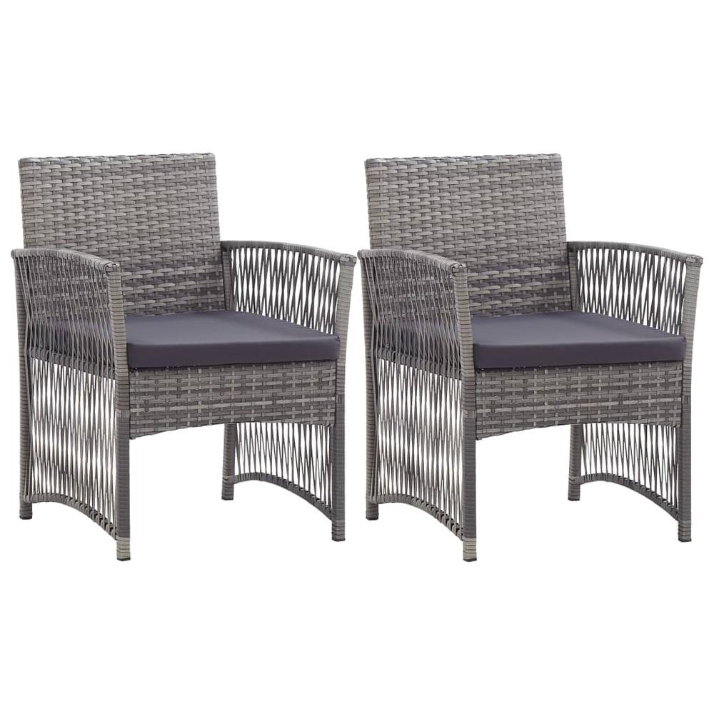 vidaXL Patio Armchairs with Cushions 2 pcs Anthracite Poly Rattan. Picture 1