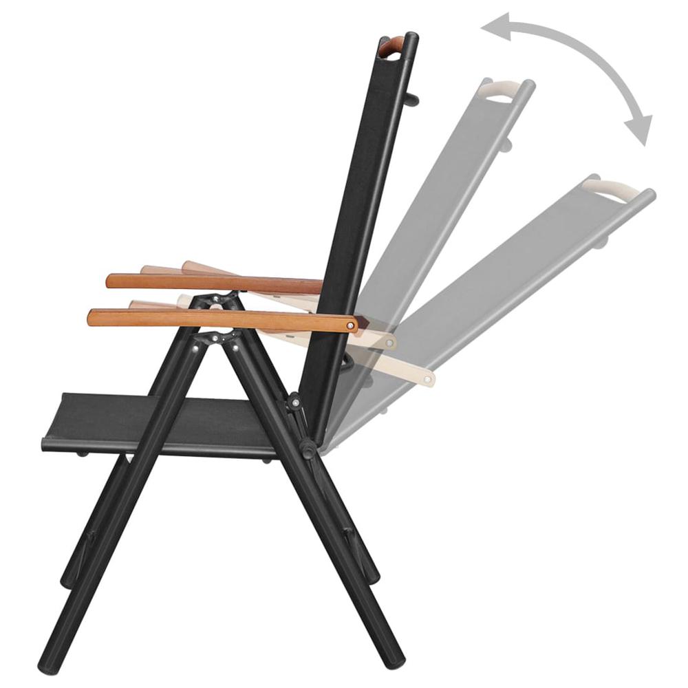 vidaXL Folding Patio Chairs 6 pcs Textilene Black, 312187. Picture 4