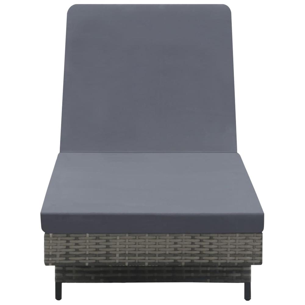 vidaXL Sun Lounger with Wheels and Cushion Poly Rattan Anthracite. Picture 4