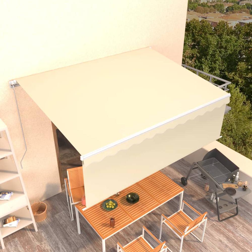 vidaXL Manual Retractable Awning with Blind 13.1'x9.8' Cream, 3069297. Picture 1