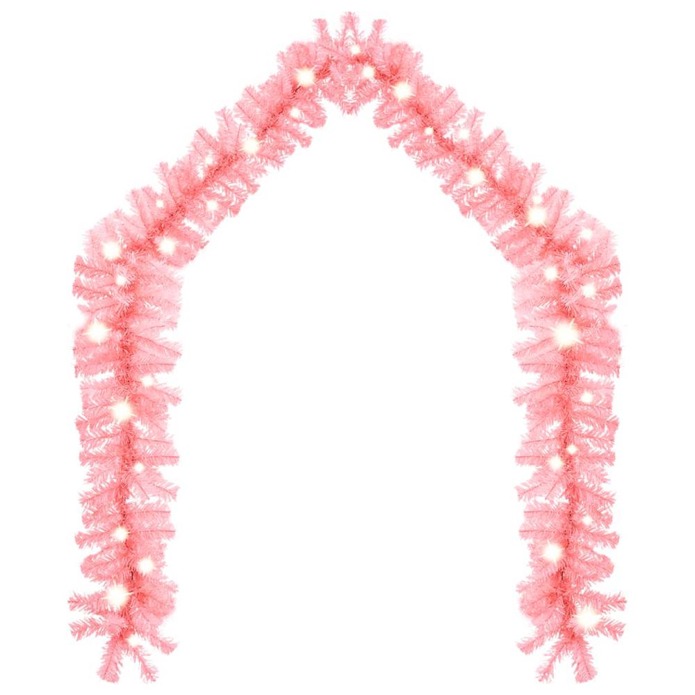 vidaXL Christmas Garland with LED Lights 787.4" Pink. Picture 2