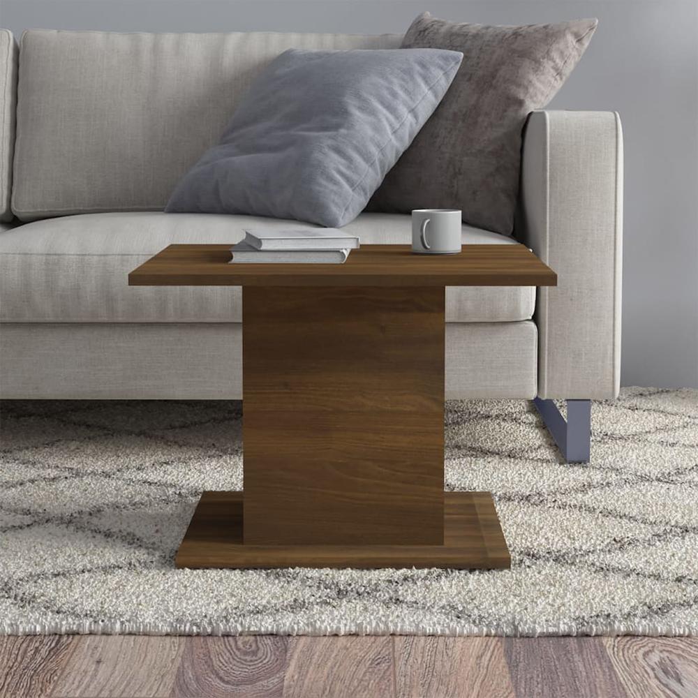 vidaXL Coffee Table Brown Oak 21.9"x21.9"x15.7" Engineered Wood. Picture 4