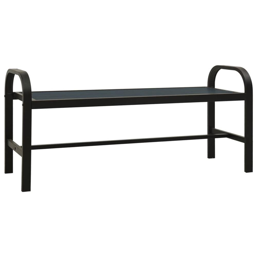 vidaXL Patio Bench 49" Steel and WPC Black. Picture 2