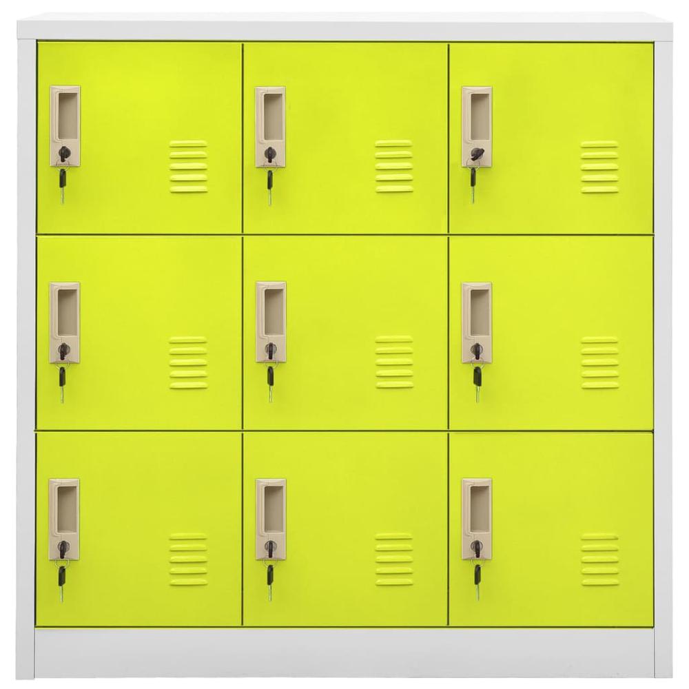 vidaXL Locker Cabinet Light Gray and Green 35.4"x17.7"x36.4" Steel, 336443. Picture 2