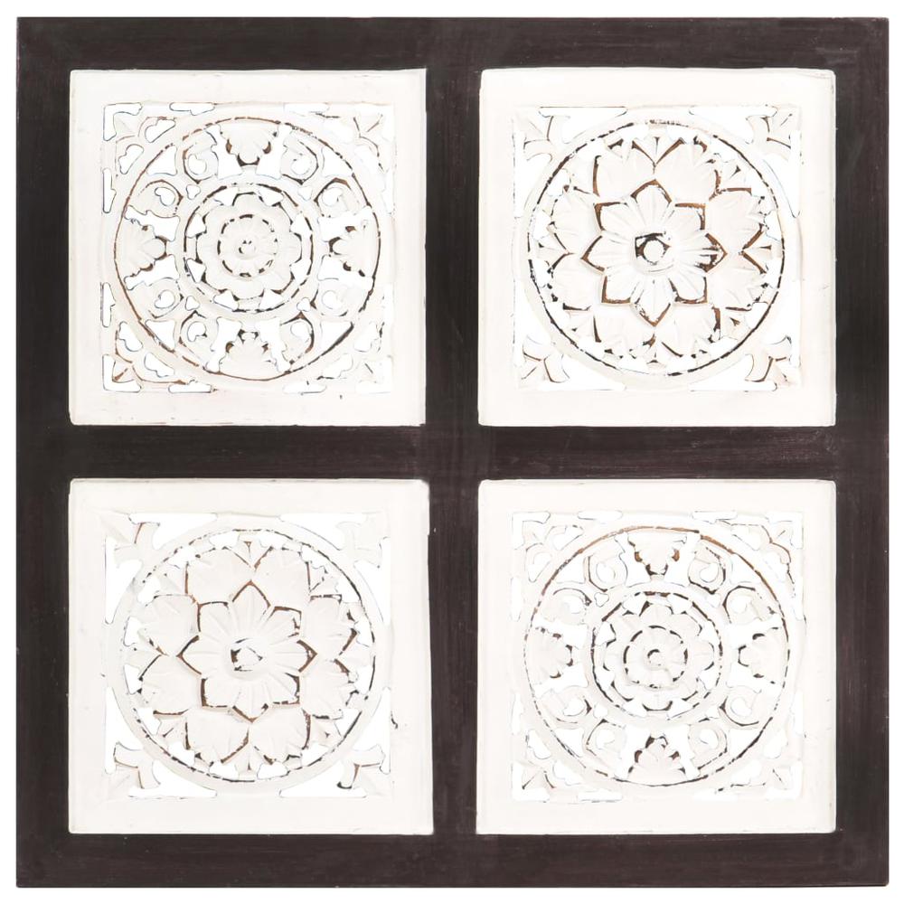 vidaXL Hand-Carved Wall Panel MDF 15.7"x15.7"x0.6" Brown and White. Picture 2