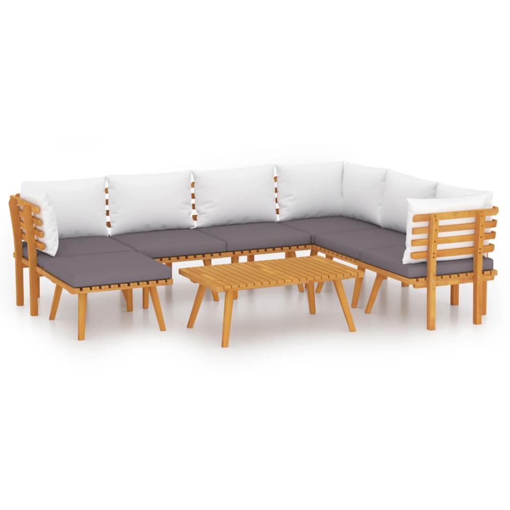vidaXL 8 Piece Patio Lounge Set with Cushions Solid Acacia Wood, 3087017. Picture 2