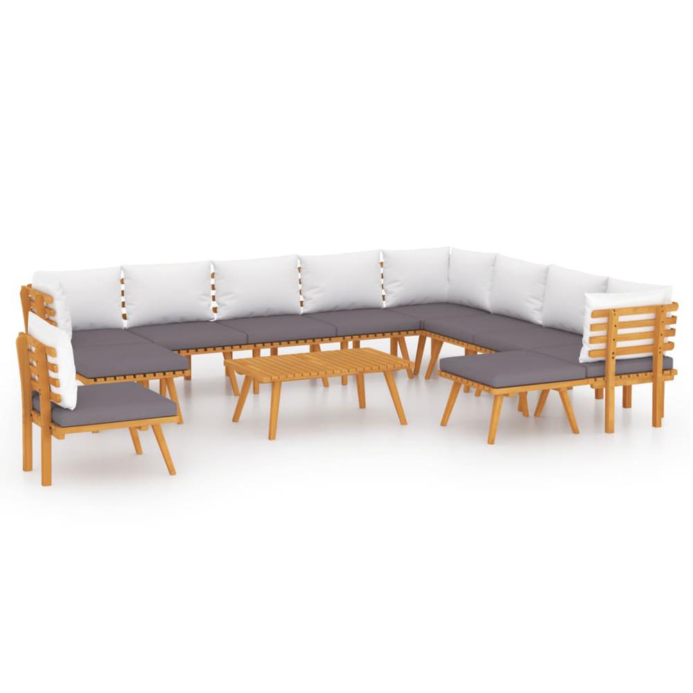 vidaXL 12 Piece Patio Lounge Set with Cushions Solid Acacia Wood, 3087020. Picture 2