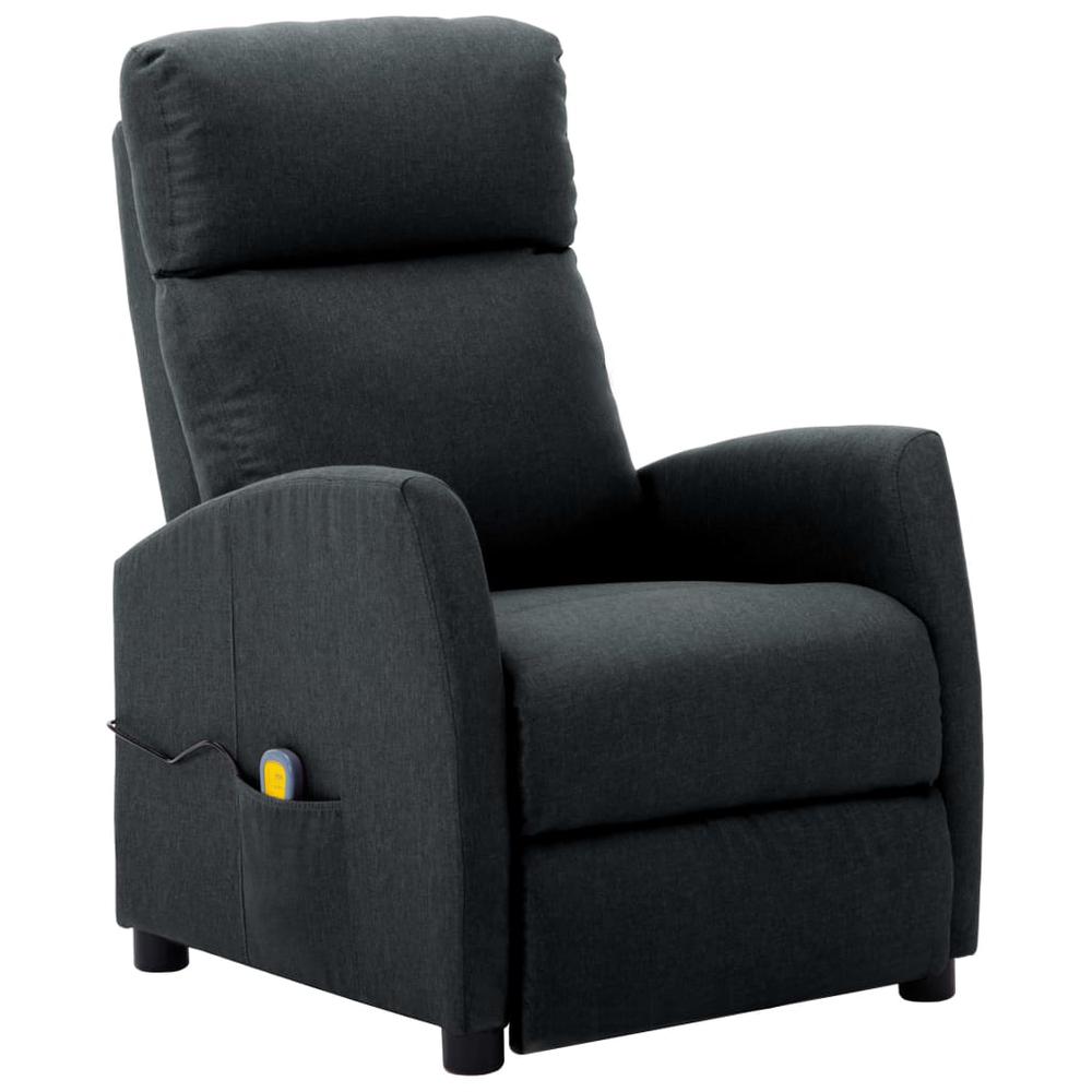 vidaXL Massage Reclining Chair Dark Gray Fabric, 289707. Picture 1