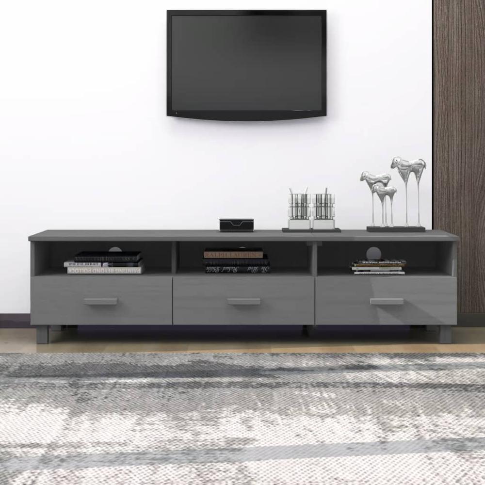 vidaXL TV Cabinet Dark Gray 62.2"x15.7"x15.7" Solid Wood Pine. Picture 1