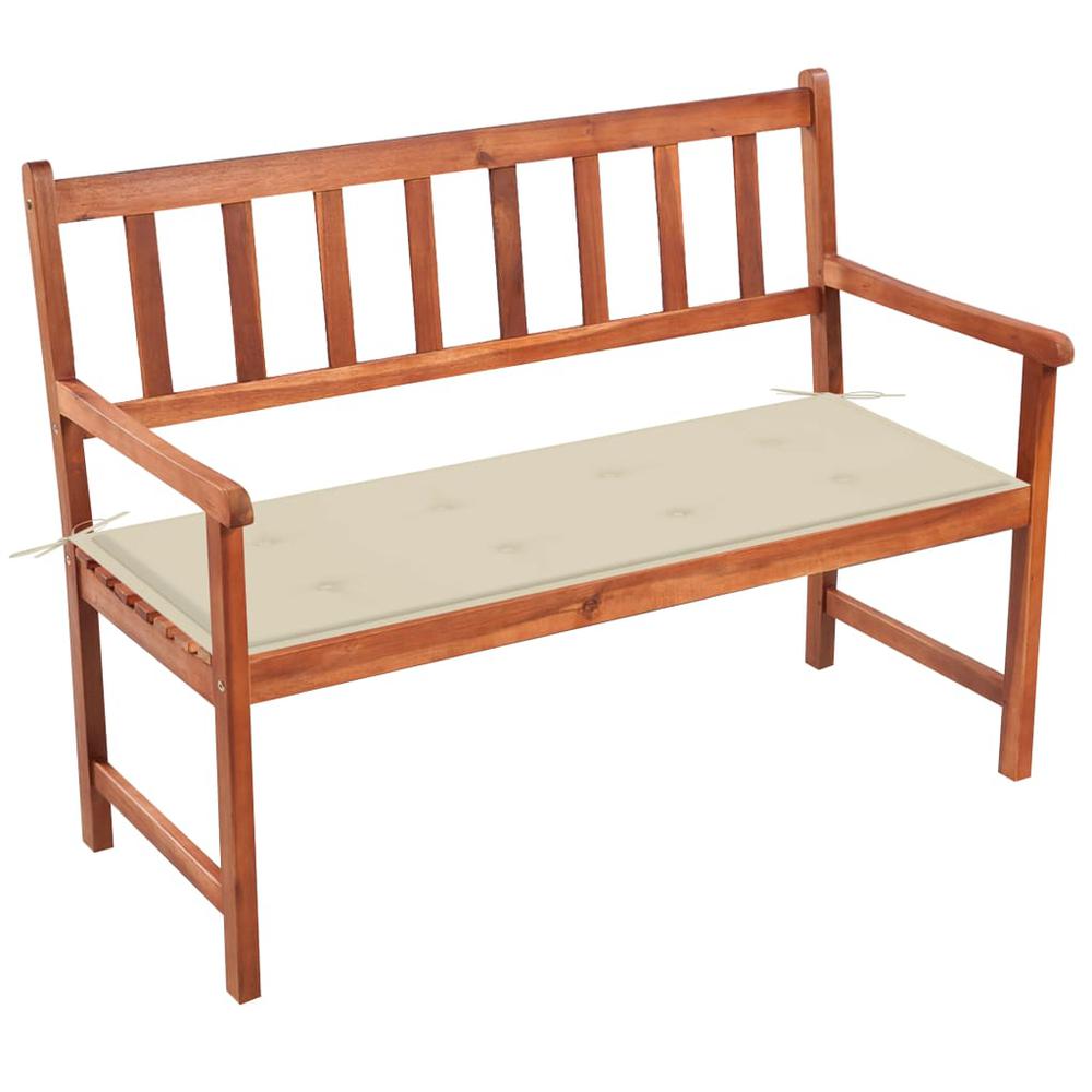 vidaXL Patio Bench with Cushion 47.2" Solid Acacia Wood, 3063770. Picture 1