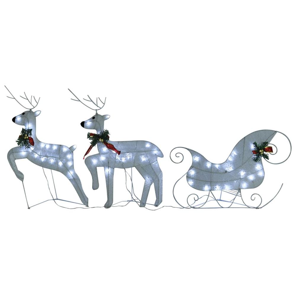 vidaXL Reindeer & Sleigh Christmas Decoration 140 LEDs Outdoor White. Picture 4