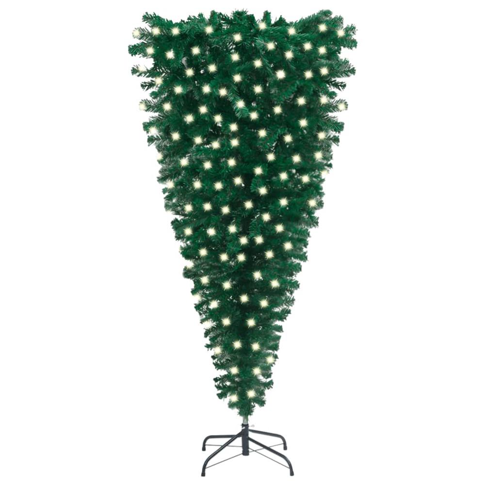 vidaXL Upside-down Artificial Christmas Tree with LEDs Green 94.5". Picture 1