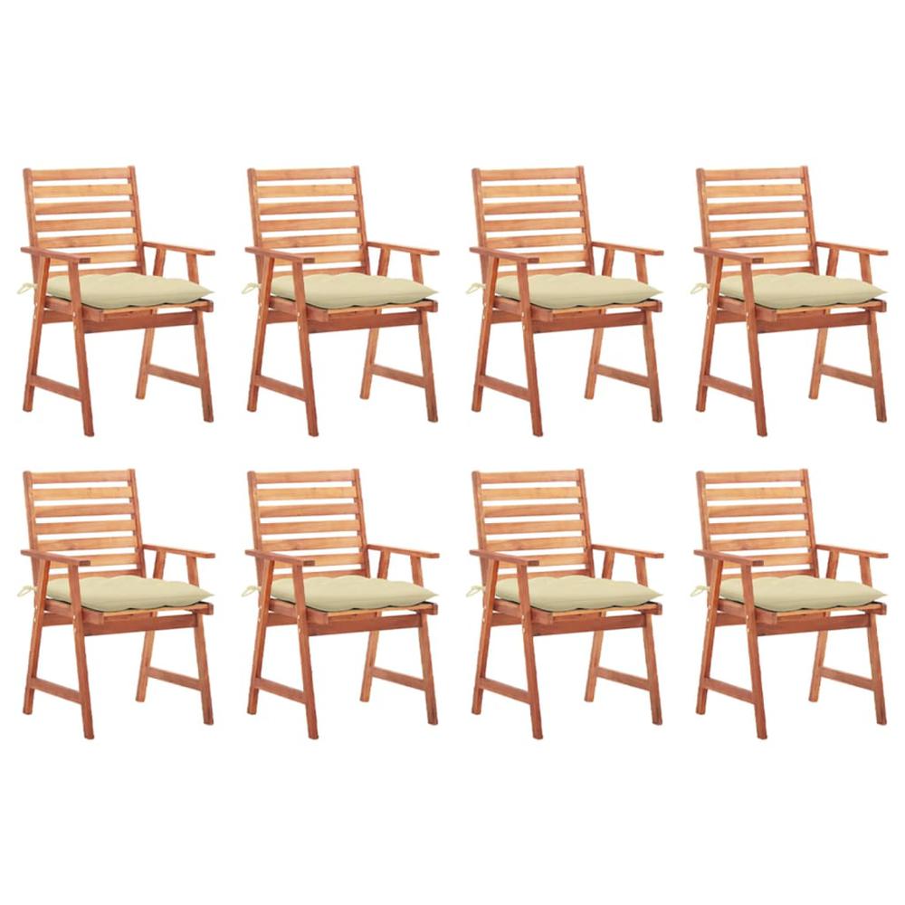 vidaXL Patio Dining Chairs 8 pcs with Cushions Solid Acacia Wood, 3078391. Picture 1