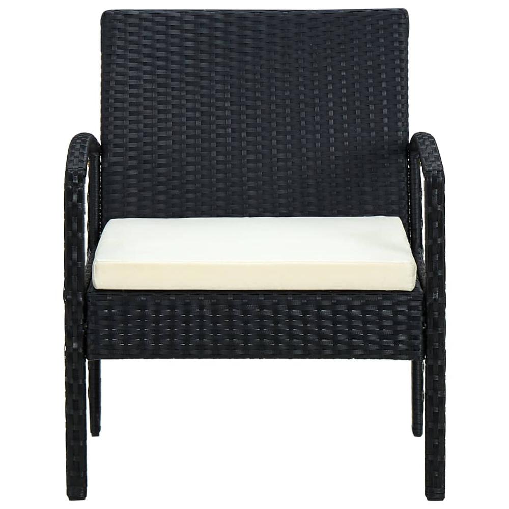vidaXL Patio Chair with Cushion Poly Rattan Black. Picture 2