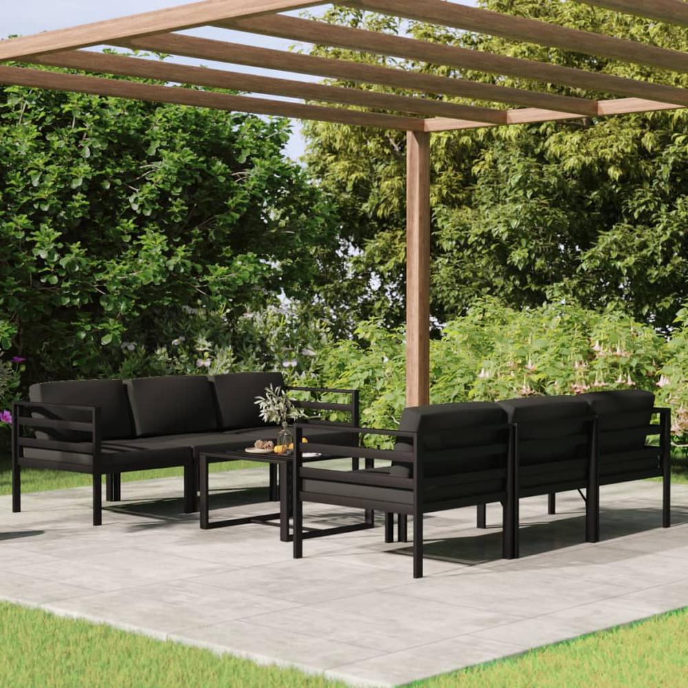 vidaXL 7 Piece Patio Lounge Set with Cushions Aluminum Anthracite, 3107805. Picture 1