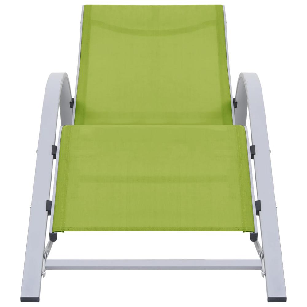 vidaXL Sun Loungers 2 pcs with Table Aluminum Green. Picture 4