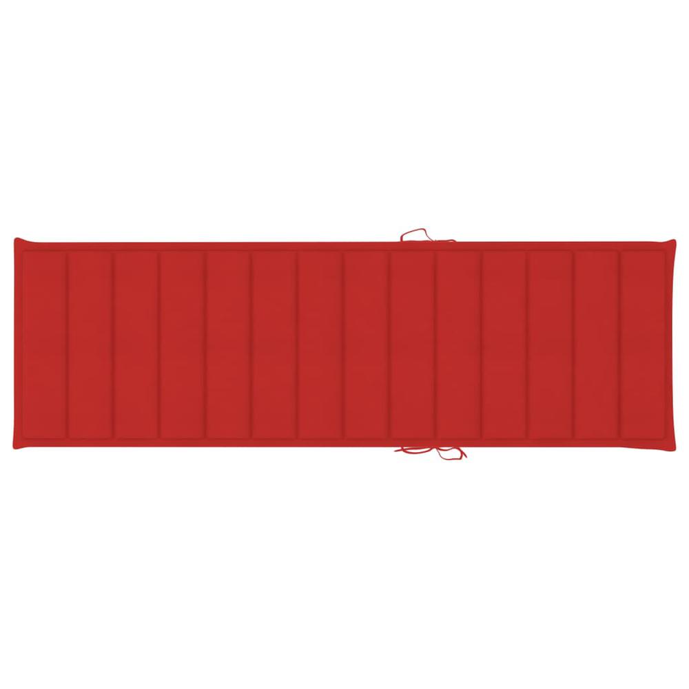 vidaXL Sun Lounger Cushion Red 78.7"x27.6"x1.2" Fabric. Picture 3