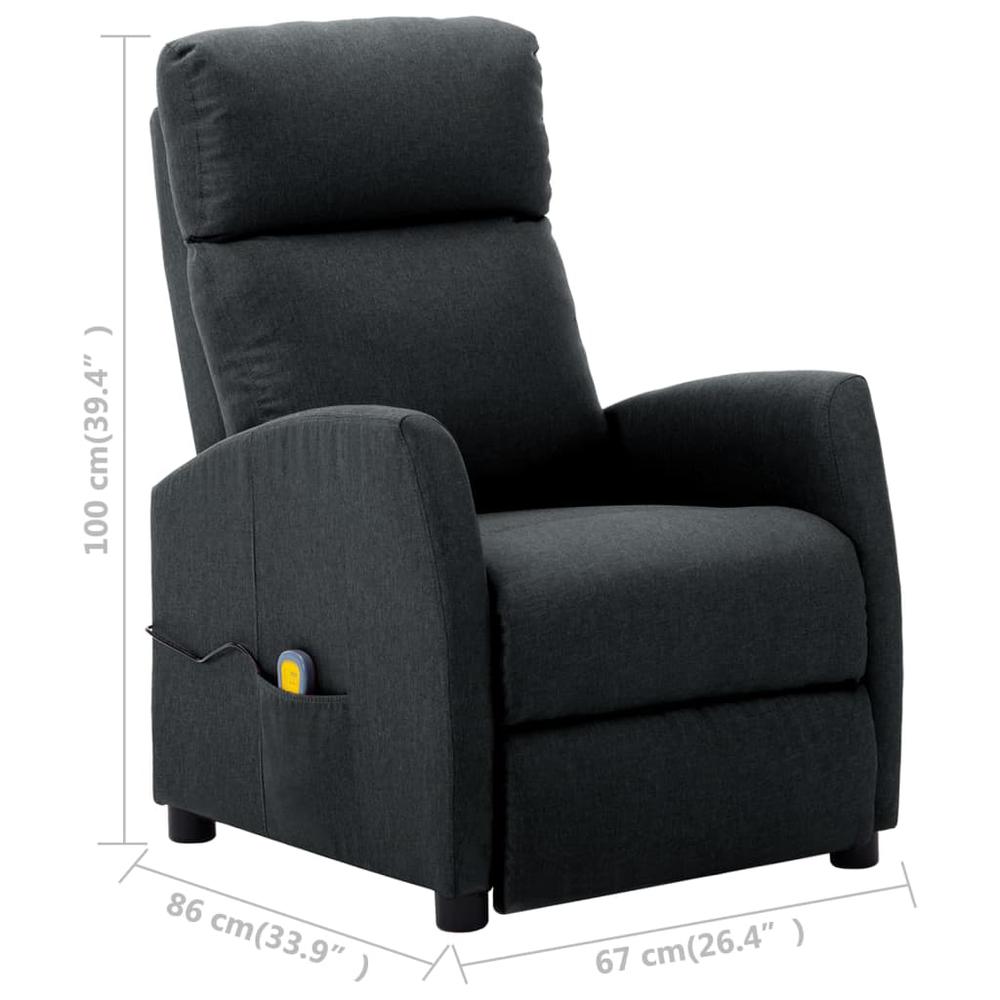 vidaXL Electric Massage Reclining Chair Dark Gray Fabric. Picture 12