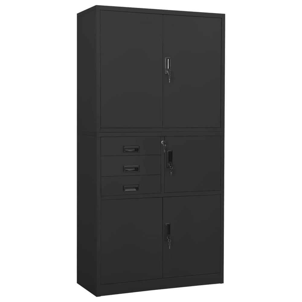 vidaXL Office Cabinet Anthracite 35.4"x15.7"x70.9" Steel, 336416. Picture 1