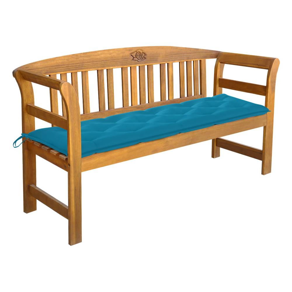 vidaXL Patio Bench with Cushion 61.8" Solid Acacia Wood, 3064285. Picture 1