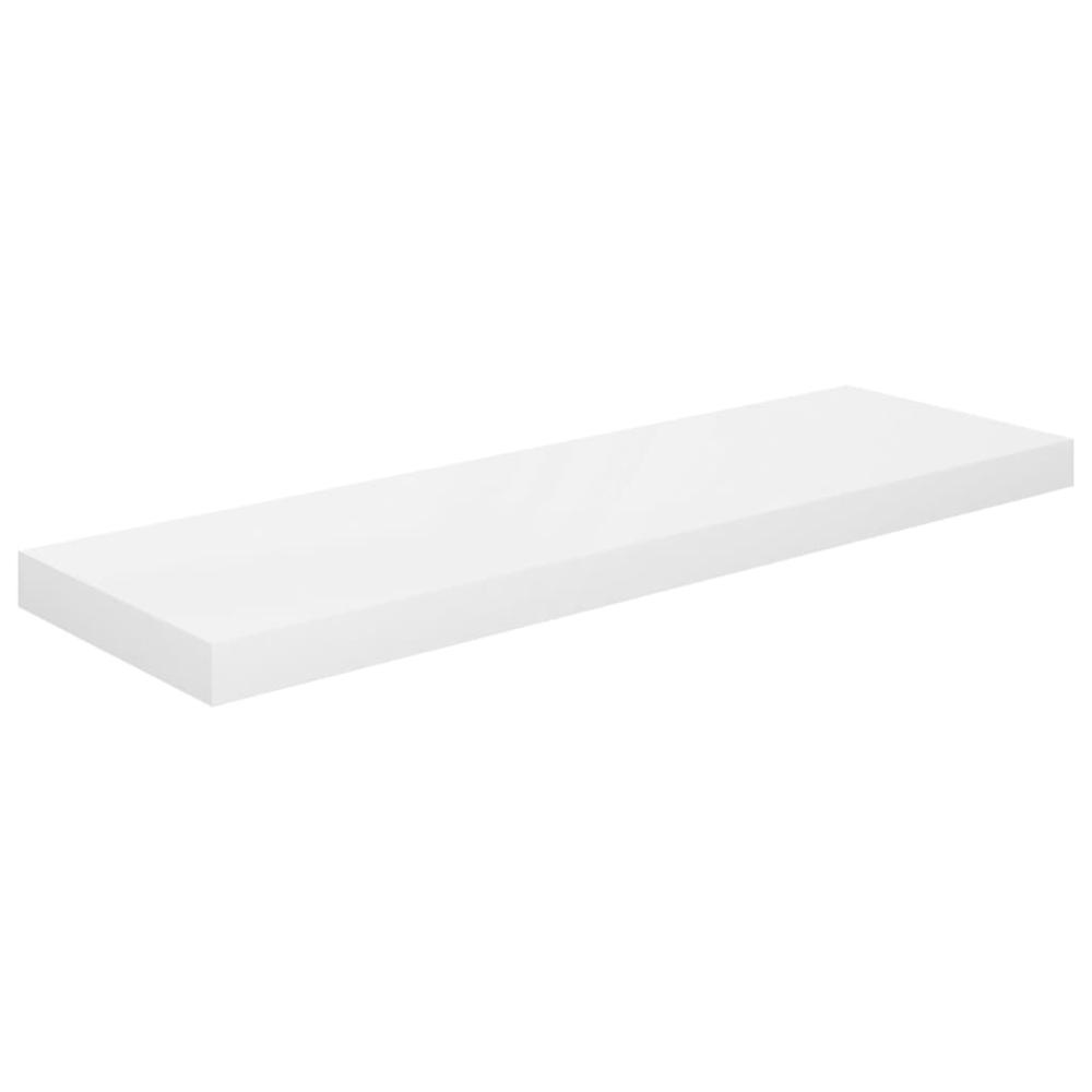 vidaXL Floating Wall Shelves 2 pcs High Gloss White 31.5"x9.3"x1.5" MDF. Picture 3