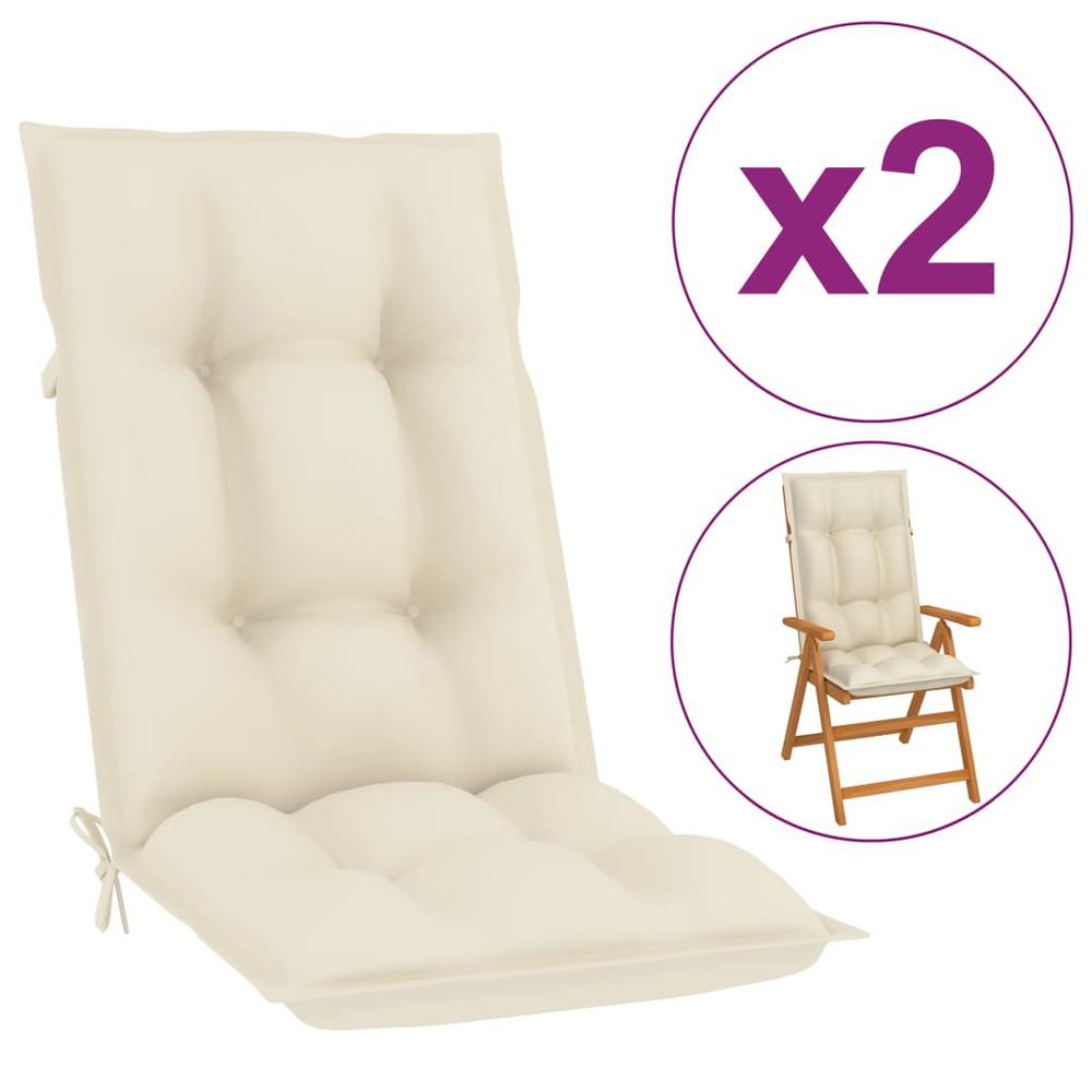 vidaXL Garden Chair Cushions 2 pcs Cream 47.2"x19.7"x2.8". Picture 1