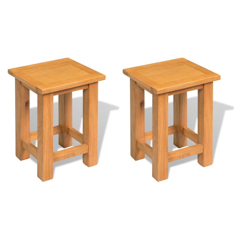 vidaXL End Tables 2 pcs 10.6"x9.5"x14.6" Solid Oak Wood. Picture 1