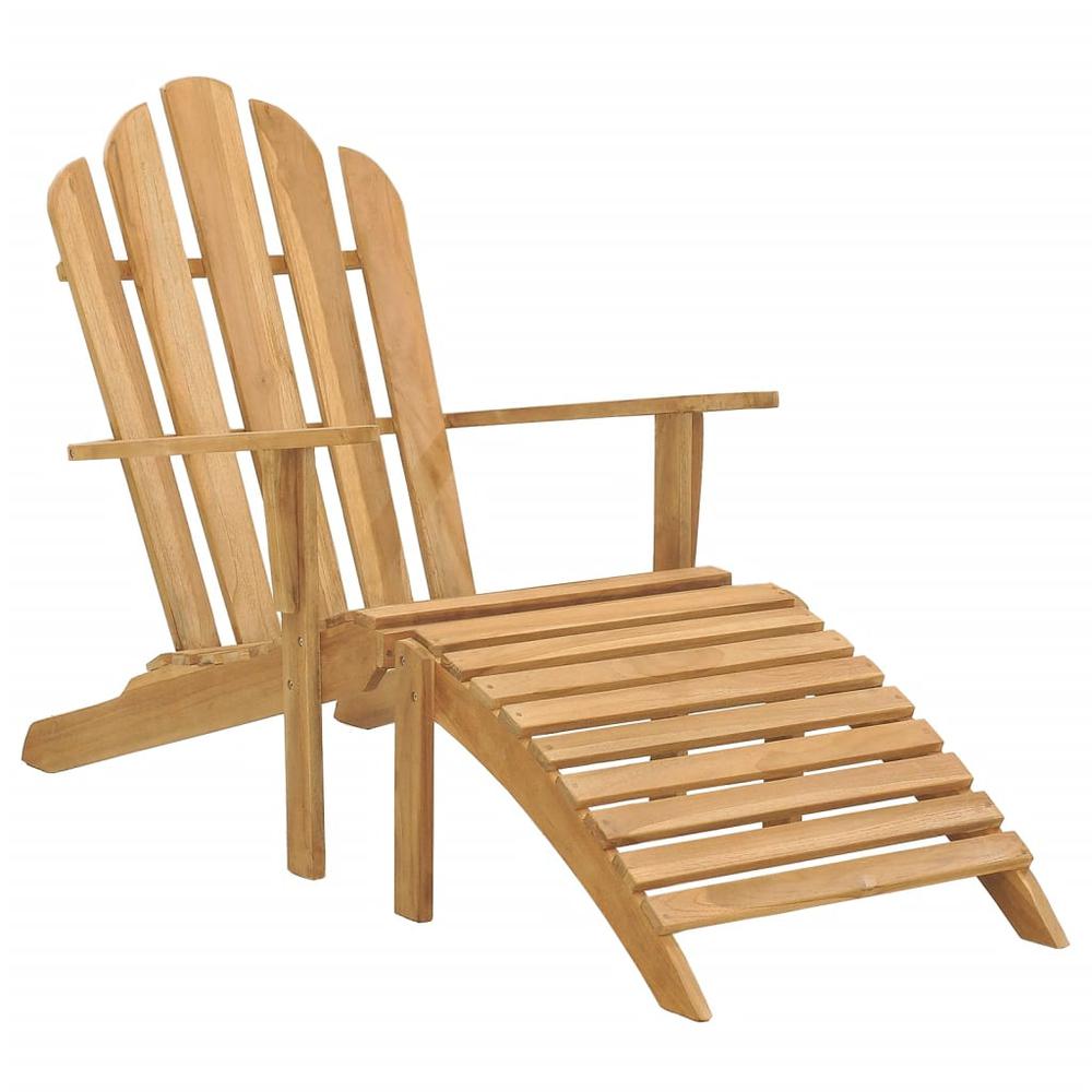 vidaXL Adirondack Chair with Footrest Solid Teak Wood. Picture 1