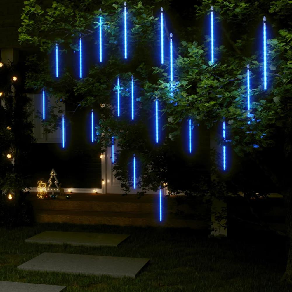 vidaXL Meteor Lights 20 pcs 11.8" Blue 480 LEDs Indoor Outdoor. Picture 1
