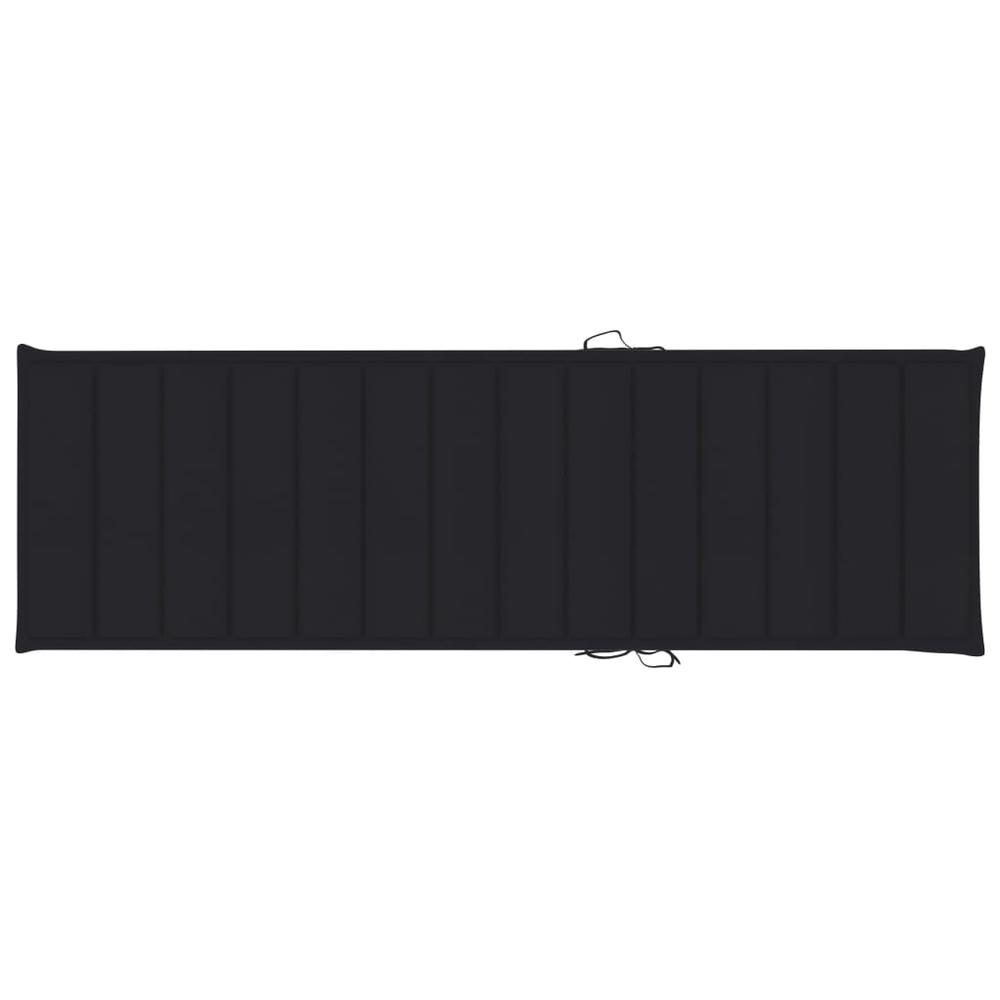 vidaXL Sun Lounger Cushion Black 78.7"x27.6"x1.2" Fabric. Picture 4