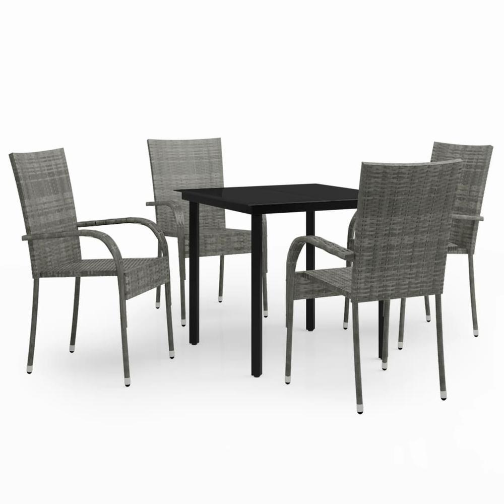 vidaXL 5 Piece Patio Dining Set Gray and Black, 3099390. Picture 2