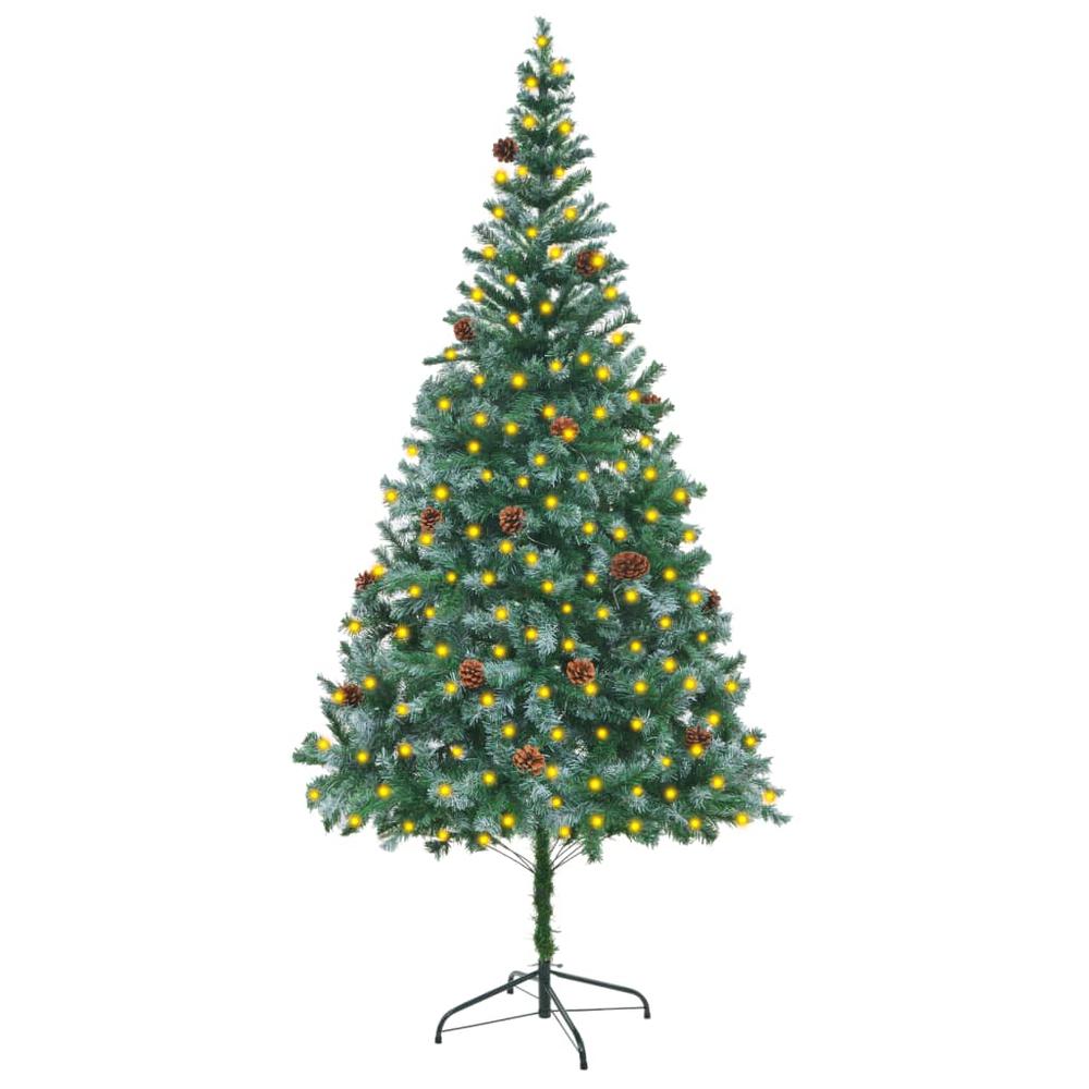 vidaXL Artificial Christmas Tree with LEDs&Pinecones 82.7". Picture 1