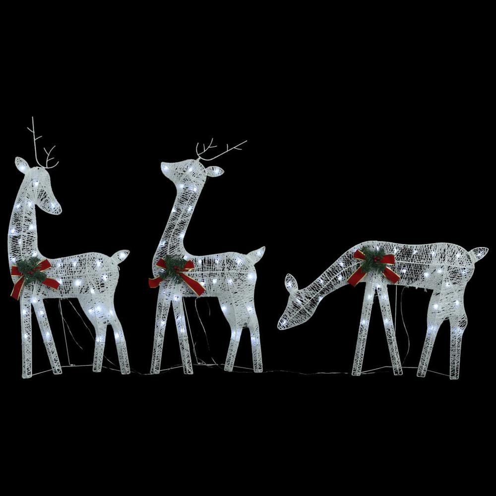 vidaXL Christmas Reindeer Family 106.3"x2.8"x35.4" White Cold White Mesh. Picture 4