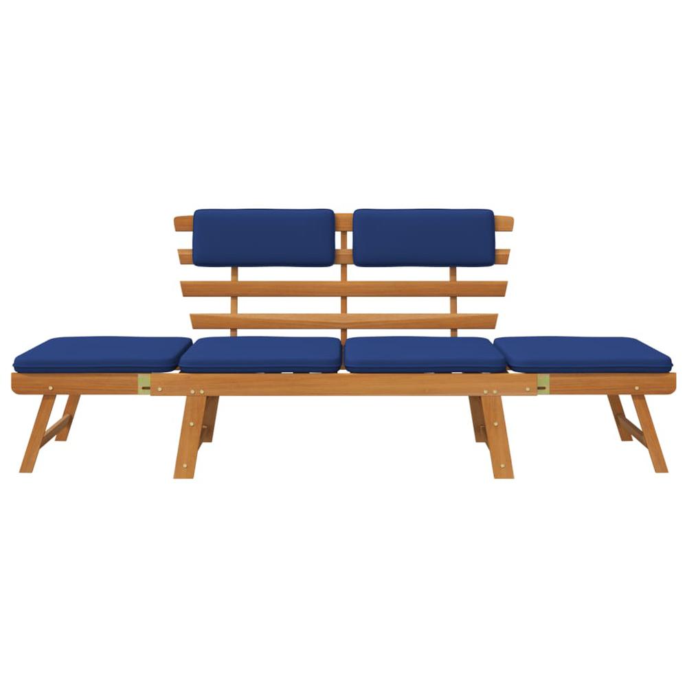 vidaXL Patio Bench with Cushions 2-in-1 74.8" Solid Acacia Wood. Picture 3