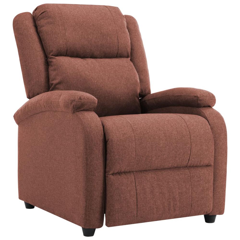 vidaXL TV Recliner Chair Brown Fabric. Picture 2