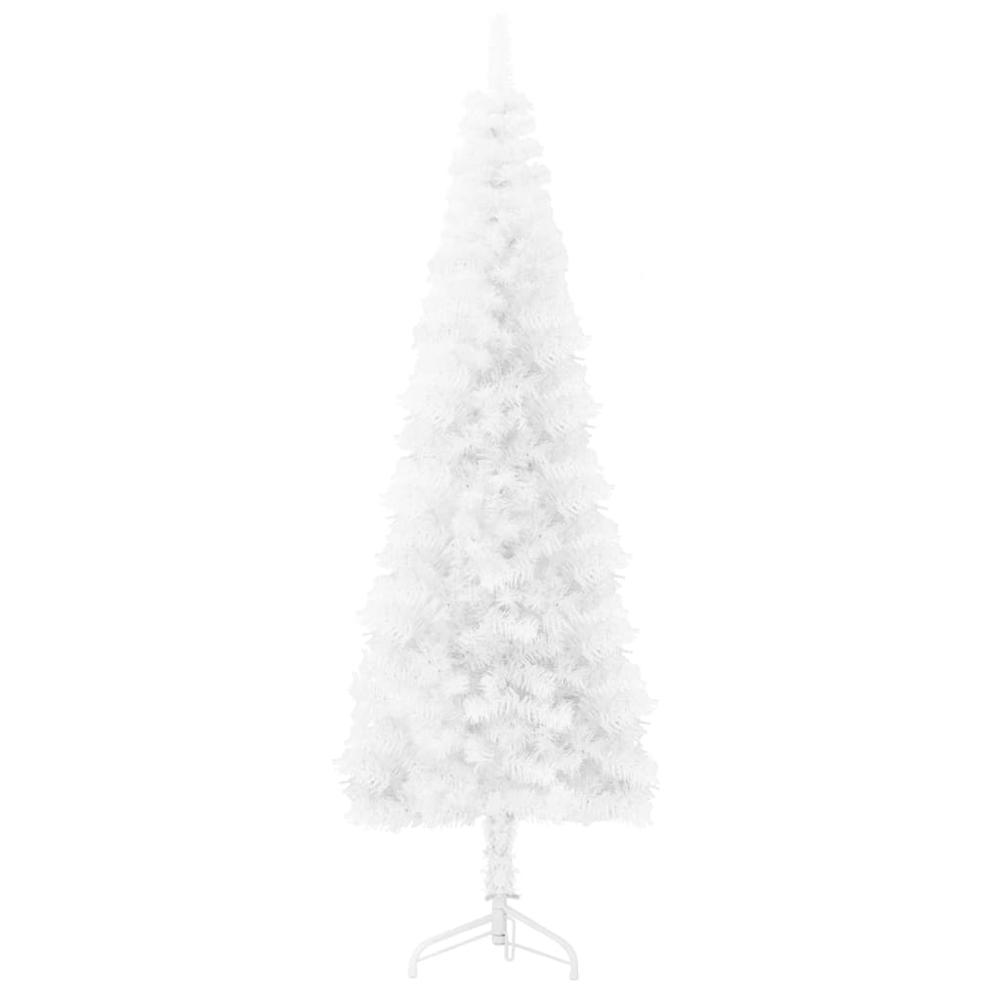 vidaXL Slim Artificial Half Christmas Tree with Stand White 82.7". Picture 4