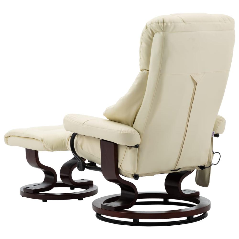 vidaXL Massage Reclining Chair Cream Faux Leather and Bentwood. Picture 4